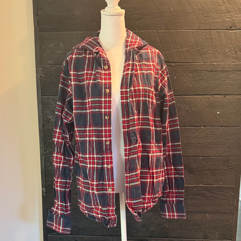 TNA Plaid Button-Up Shacket with hood